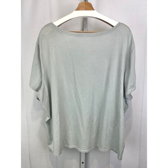 EILEEN FISHER Scoop Neck Short Sleeve T Shirt Organic Cotton Jersey Blue 3X Plus - Picture 2 of 9